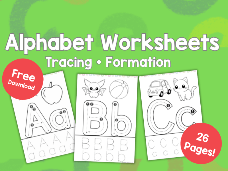 Free Alphabet Tracing Worksheets for&nbsp;Kids