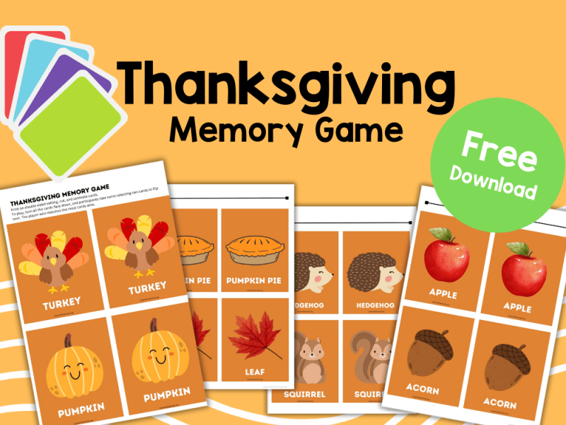 Thanksgiving Memory Game: Fun Printable for&nbsp;Kids